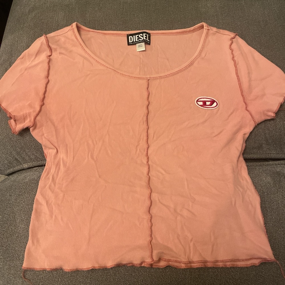DIESEL Women's Light Pink Short Sleeve Tee